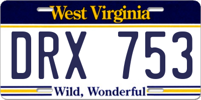 WV license plate DRX753