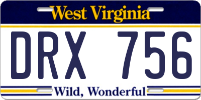 WV license plate DRX756