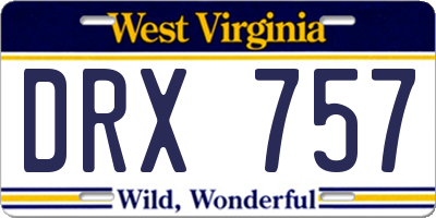 WV license plate DRX757
