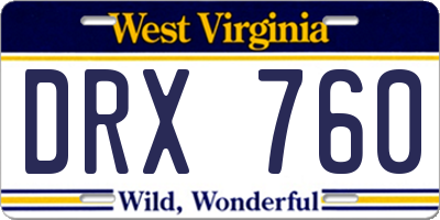 WV license plate DRX760