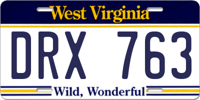 WV license plate DRX763