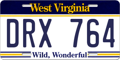 WV license plate DRX764
