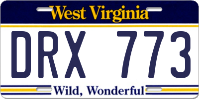 WV license plate DRX773