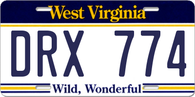 WV license plate DRX774