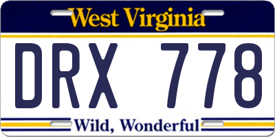 WV license plate DRX778