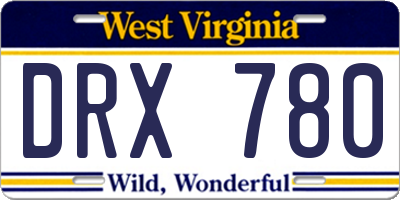 WV license plate DRX780
