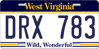 WV license plate DRX783