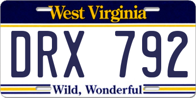 WV license plate DRX792