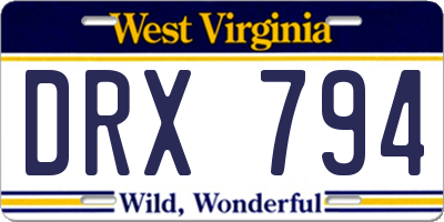WV license plate DRX794