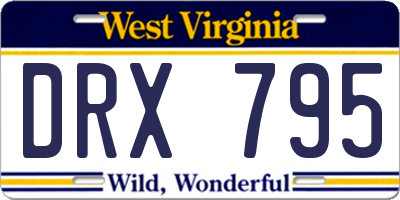 WV license plate DRX795