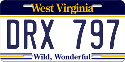 WV license plate DRX797