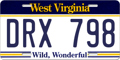 WV license plate DRX798