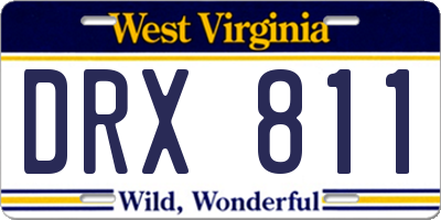 WV license plate DRX811