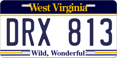 WV license plate DRX813