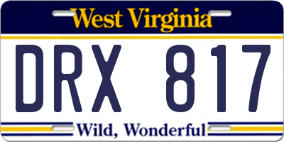 WV license plate DRX817