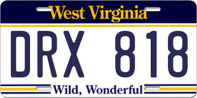 WV license plate DRX818