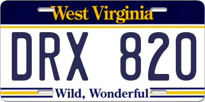 WV license plate DRX820