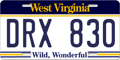 WV license plate DRX830