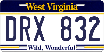 WV license plate DRX832