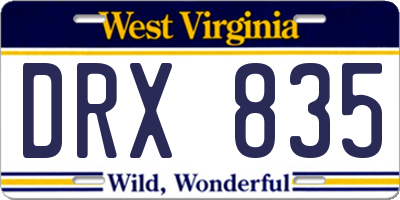 WV license plate DRX835