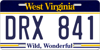WV license plate DRX841