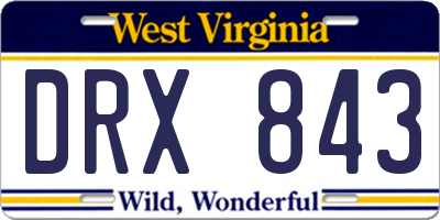 WV license plate DRX843