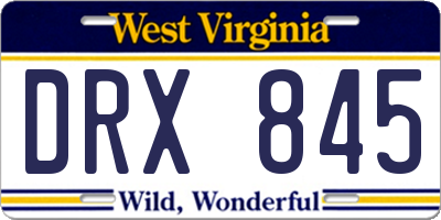 WV license plate DRX845