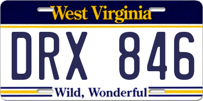 WV license plate DRX846