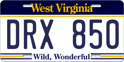 WV license plate DRX850