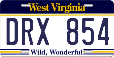 WV license plate DRX854