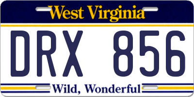 WV license plate DRX856