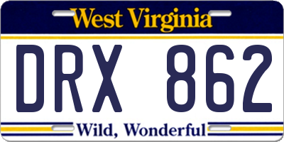 WV license plate DRX862
