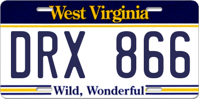 WV license plate DRX866