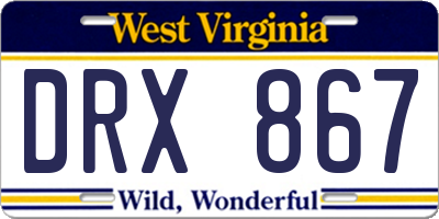 WV license plate DRX867