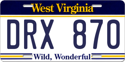 WV license plate DRX870