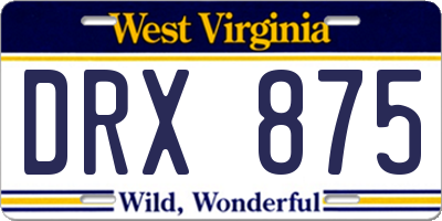 WV license plate DRX875