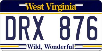 WV license plate DRX876