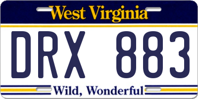 WV license plate DRX883