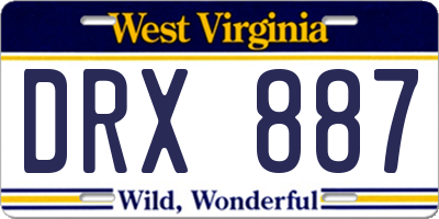 WV license plate DRX887