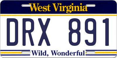 WV license plate DRX891
