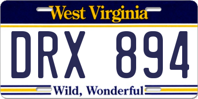 WV license plate DRX894