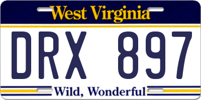WV license plate DRX897