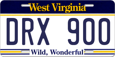 WV license plate DRX900