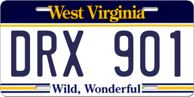 WV license plate DRX901