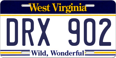 WV license plate DRX902