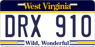 WV license plate DRX910