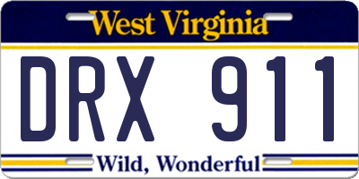 WV license plate DRX911