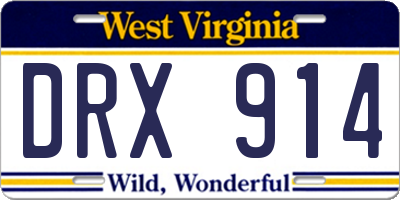 WV license plate DRX914