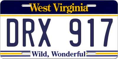 WV license plate DRX917