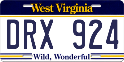 WV license plate DRX924